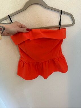 Forever 21 Bright Orange Off-Shoulder Peplum Camisole